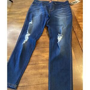 Jivin Jeans Women 2XL Skinny Fit Jegging Elastic Waist Pull On Distressed NWT